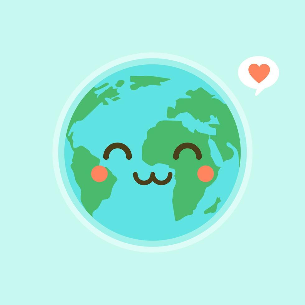 Cute funny world Earth emoji showing emotions of colorful characters vector Illustrations. The Earth, save the planet, save energy, the concept of the Earth day