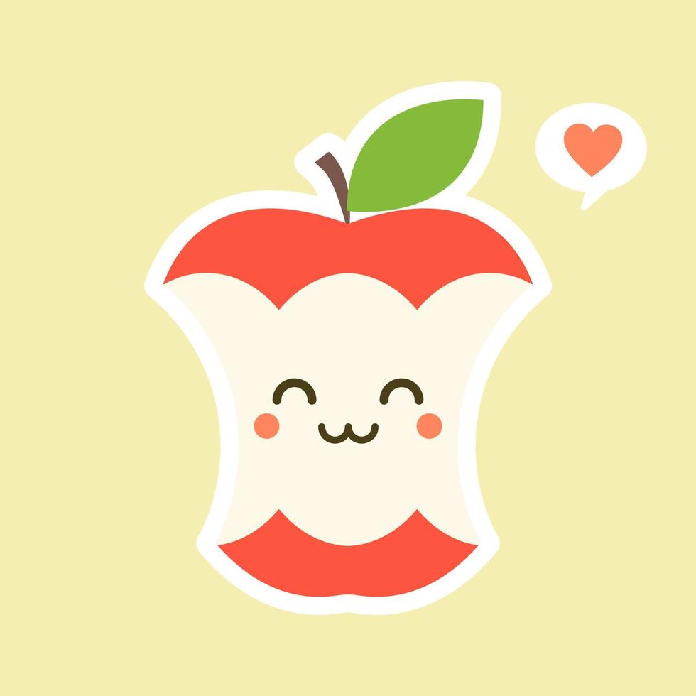 bitten apple characters design illustrations. Fruits Characters Collection  Vector illustration of a funny and smiling apple character.