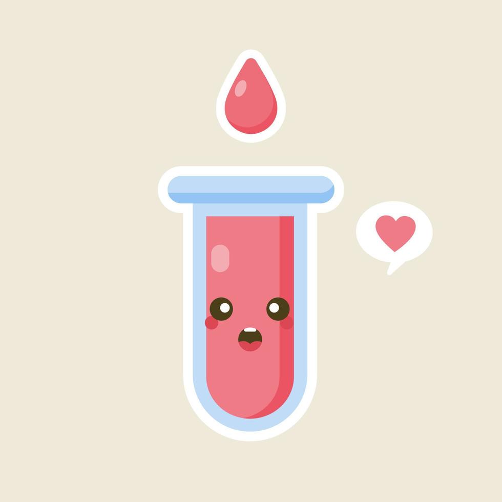Blood drop character. Cute style blood drop icon. Illustration vector. kawaii Blood donor vector illustration