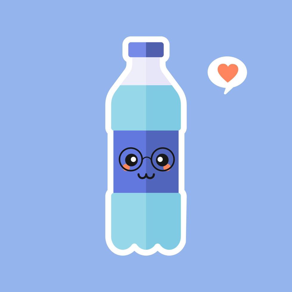 Cartoon a bottle of water vector illustration. concept of drink for healthy and happy life. mineral water flat design vector illustration. Concept for healthy nutrition and drinking mineral water.