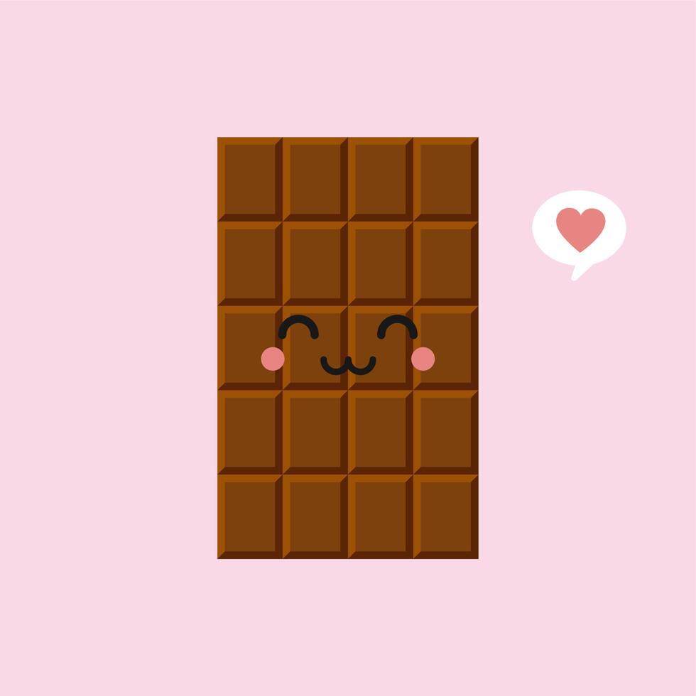 lindos y divertidos personajes de barra de chocolate que muestran varias emociones, ilustración vectorial de dibujos animados aislada en el fondo de color. personajes de barra de chocolate kawaii, mascotas, emoticonos y emoji para web vector