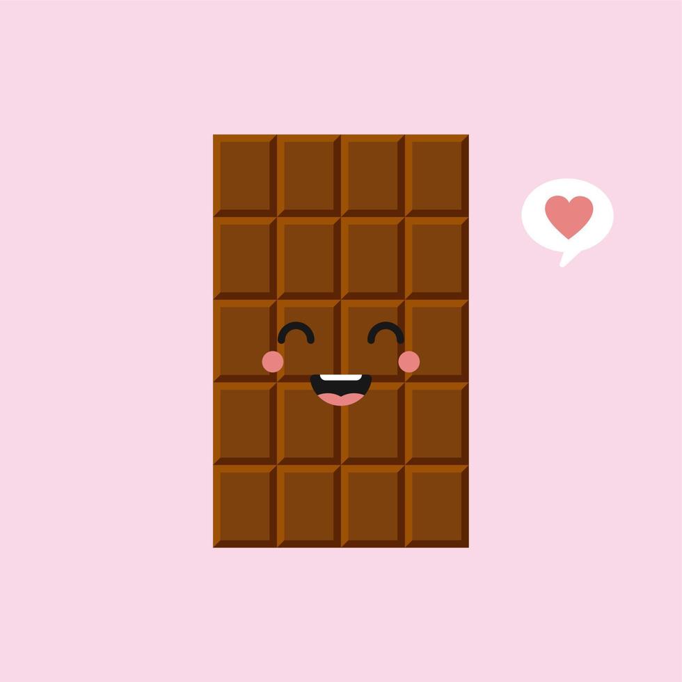 lindos y divertidos personajes de barra de chocolate que muestran varias emociones, ilustración vectorial de dibujos animados aislada en el fondo de color. personajes de barra de chocolate kawaii, mascotas, emoticonos y emoji para web vector