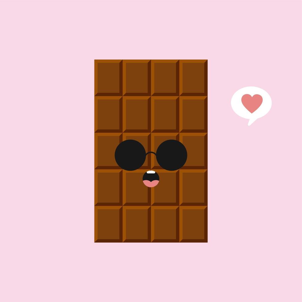 lindos y divertidos personajes de barra de chocolate que muestran varias emociones, ilustración vectorial de dibujos animados aislada en el fondo de color. personajes de barra de chocolate kawaii, mascotas, emoticonos y emoji para web vector