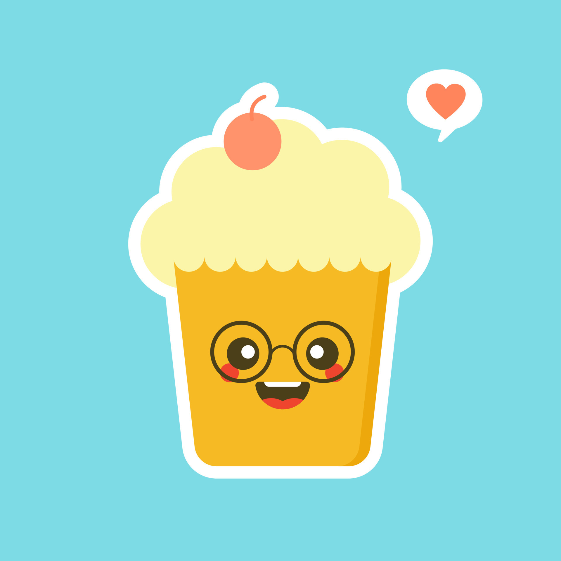 Cupcakes with cute face. kawaii Comic characters. Vector cartoon in flat  style. can Use for card, mascot poster, banner, web design and print on  t-shirt. Easy to edit. 7386099 Vector Art at