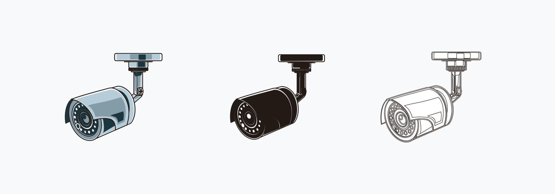 CCTV camera icons set. simple design CCTV - colored, silhouette, line icon vector illustrations isolated on white