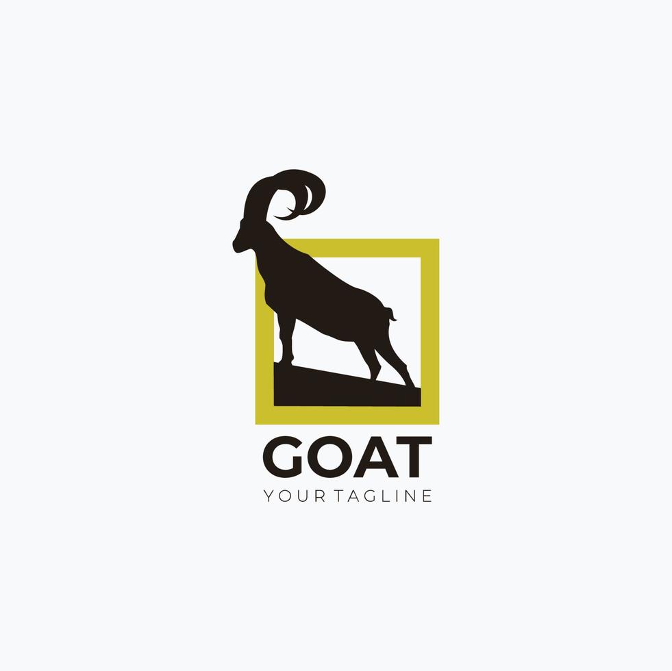 big horn goat on the box logo. silhouette goat logo isolated on white background vector