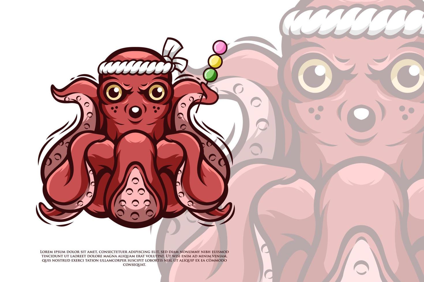 Octopus Character in Japanese Style vector