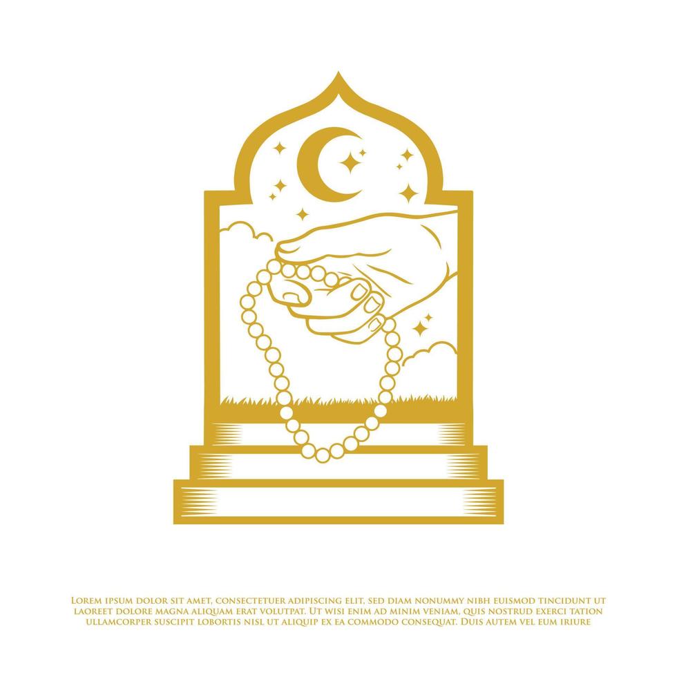 Islamic illustration of prayer beads vector