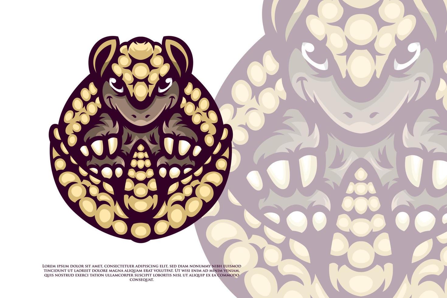 Cute Armadillo Character Design vector