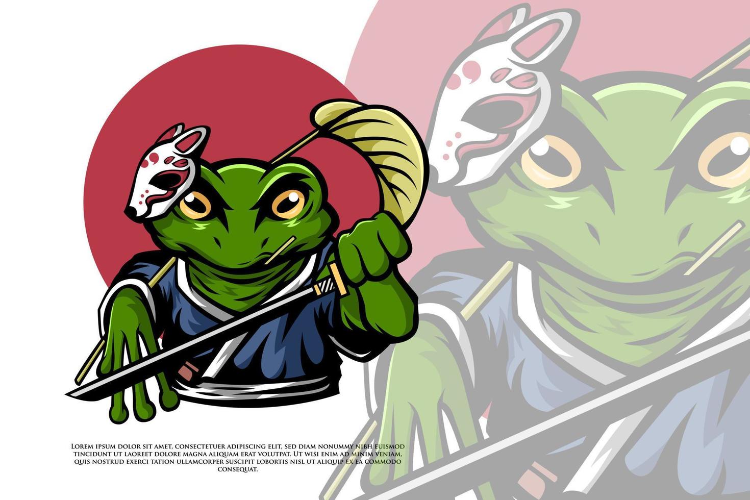 rana samurai en ilustración de estilo japonés vector