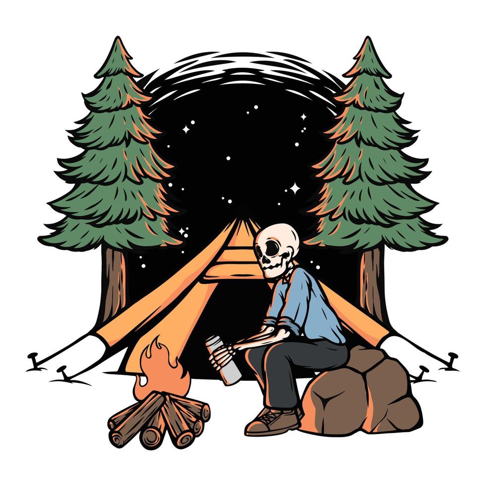 ilustración de camping de calavera vector