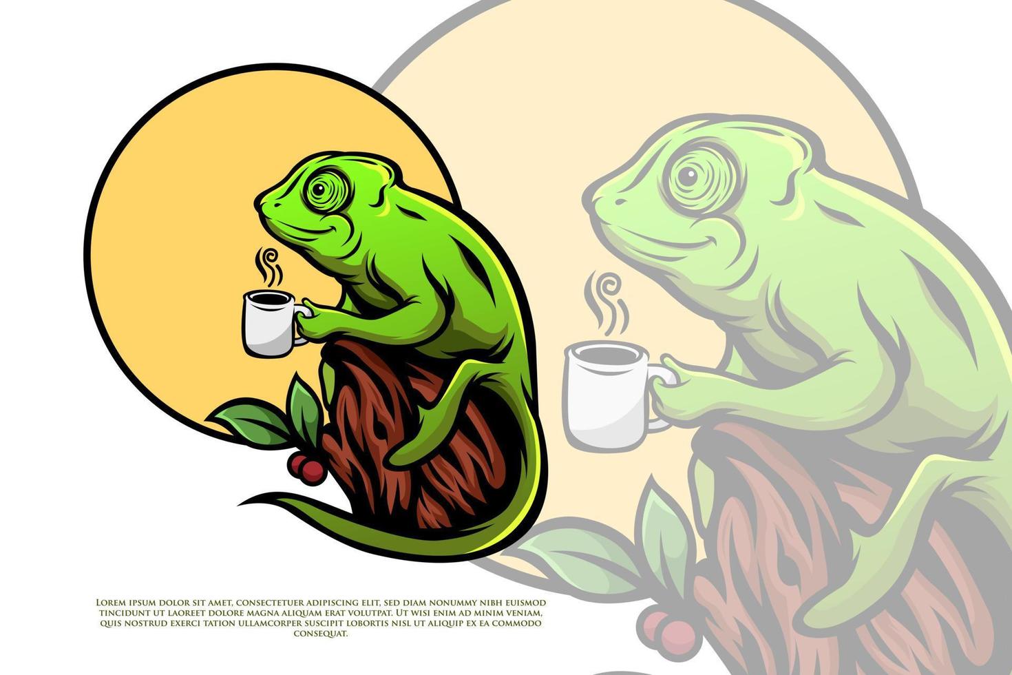 Chameleon Enjoying Coffee vector