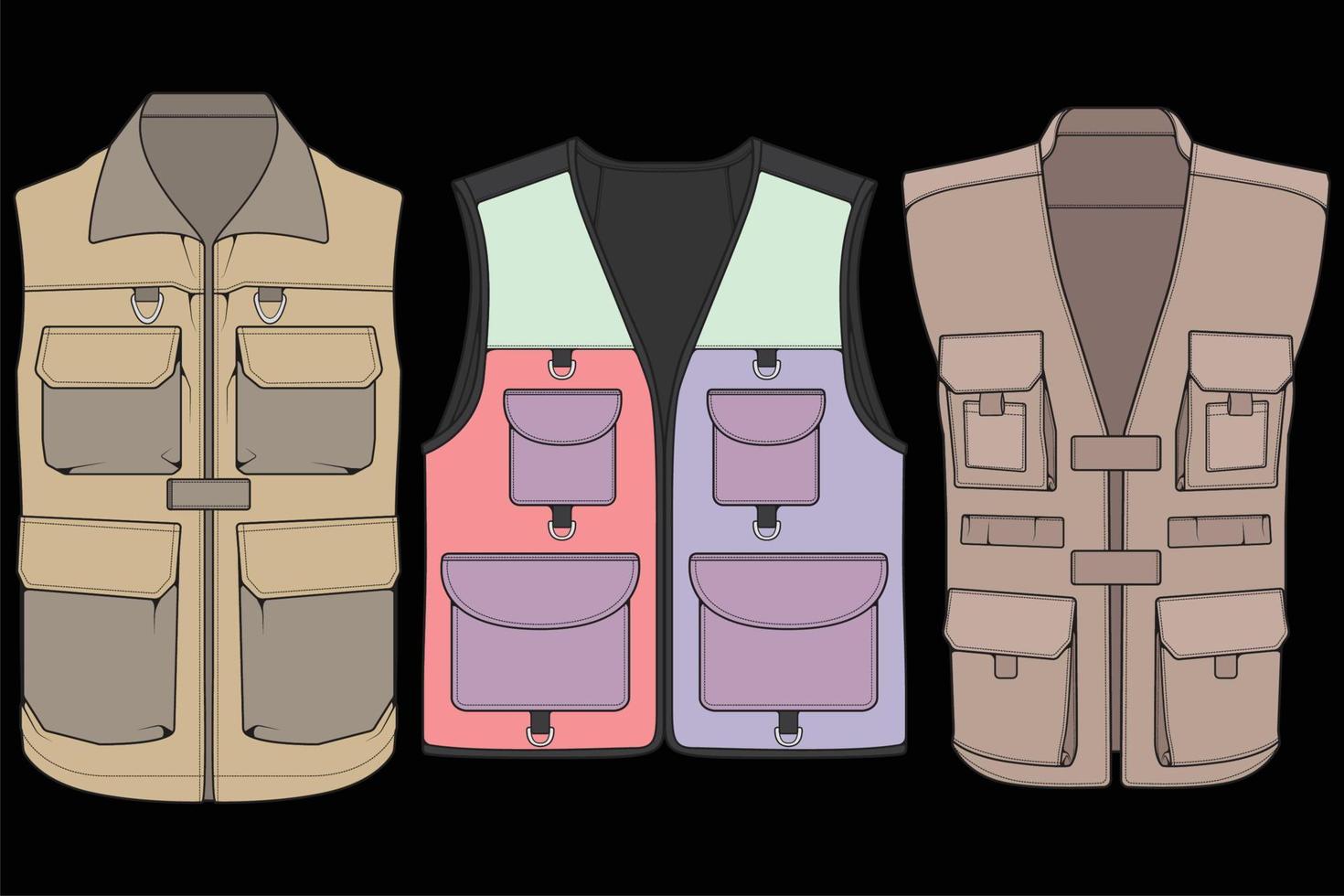 Set of chest vest bag coloring vector, chest vest bag in a sketch style, vector Illustration.