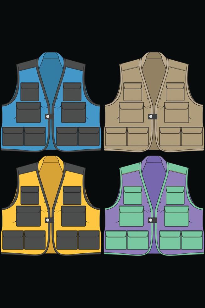 Set of chest vest bag coloring vector, chest vest bag in a sketch style, vector Illustration.