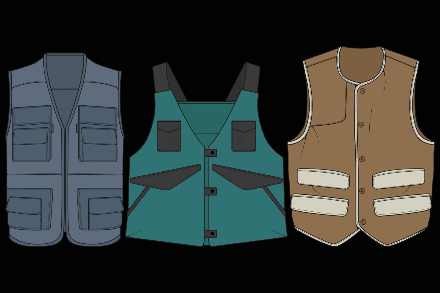 Set of chest vest bag coloring vector, chest vest bag in a sketch style, vector Illustration.