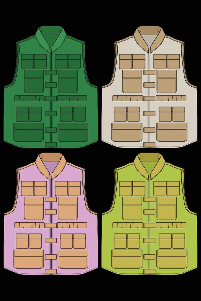 Set of chest vest bag coloring vector, chest vest bag in a sketch style, vector Illustration.