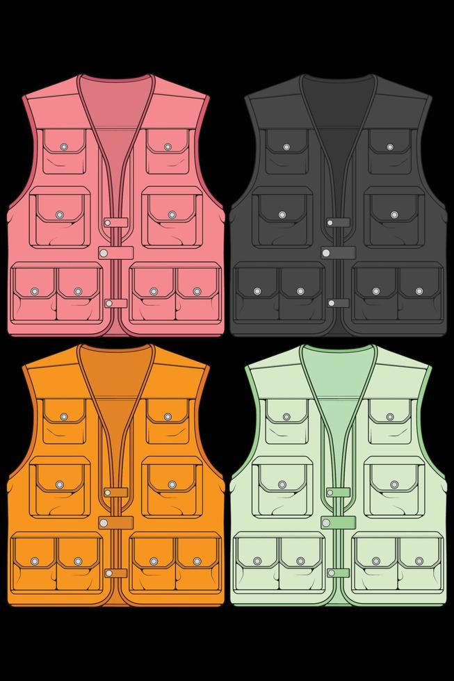 Set of chest vest bag coloring vector, chest vest bag in a sketch style, vector Illustration.
