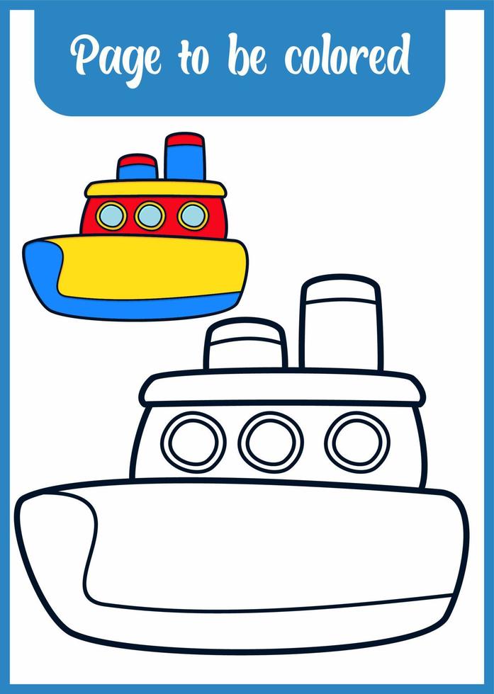 libro para colorear para niño barco vector