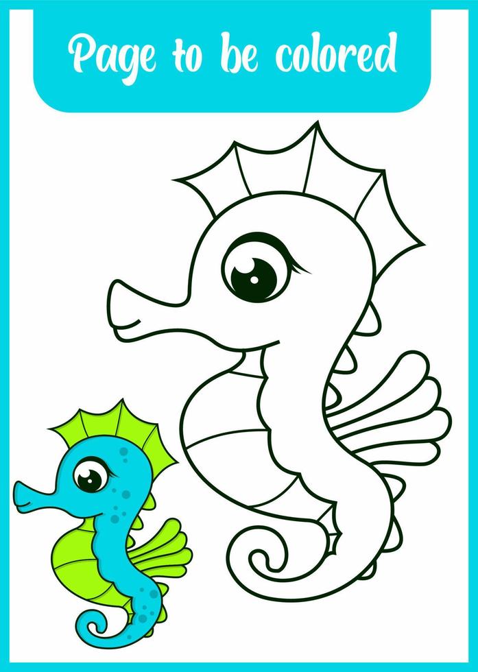 coloring book for kid cute sea horse vector