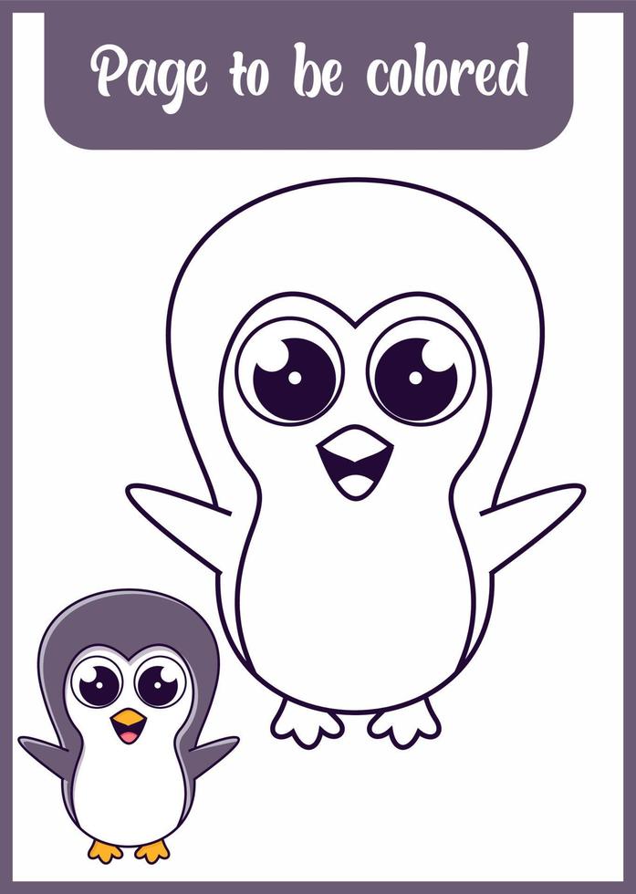coloring book for kid cute penguin vector