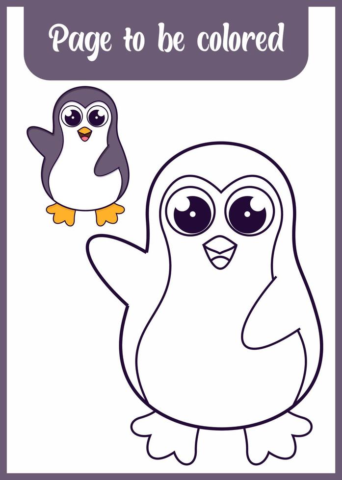 libro para colorear para niños pingüino lindo vector