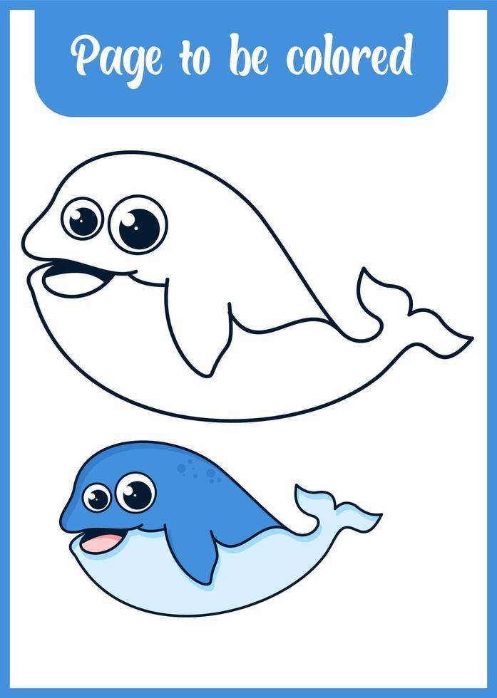 coloring book for kid cute whale vector