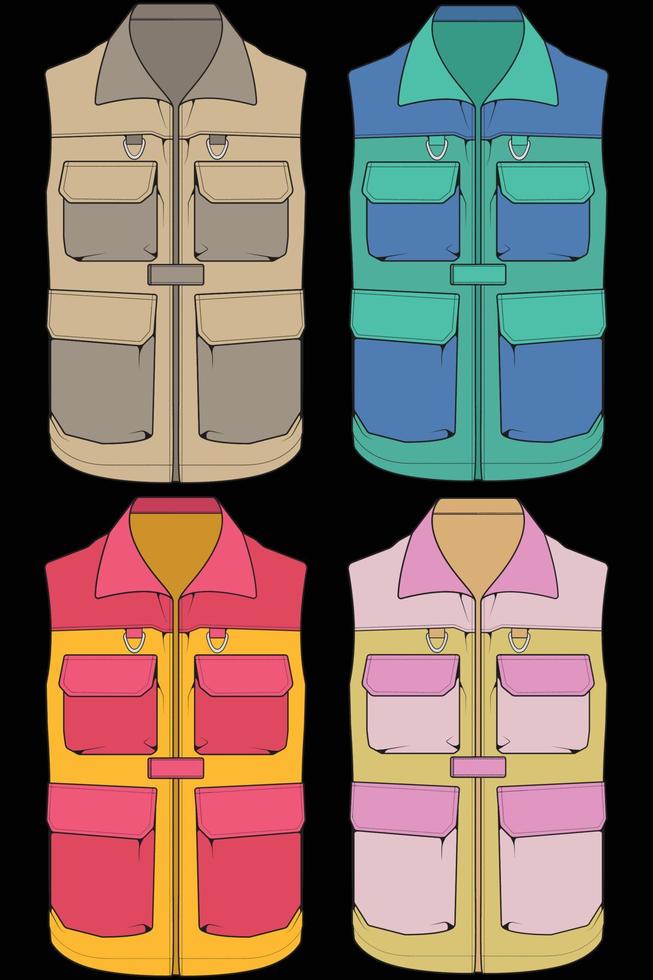 Set of chest vest bag coloring vector, chest vest bag in a sketch style, vector Illustration.