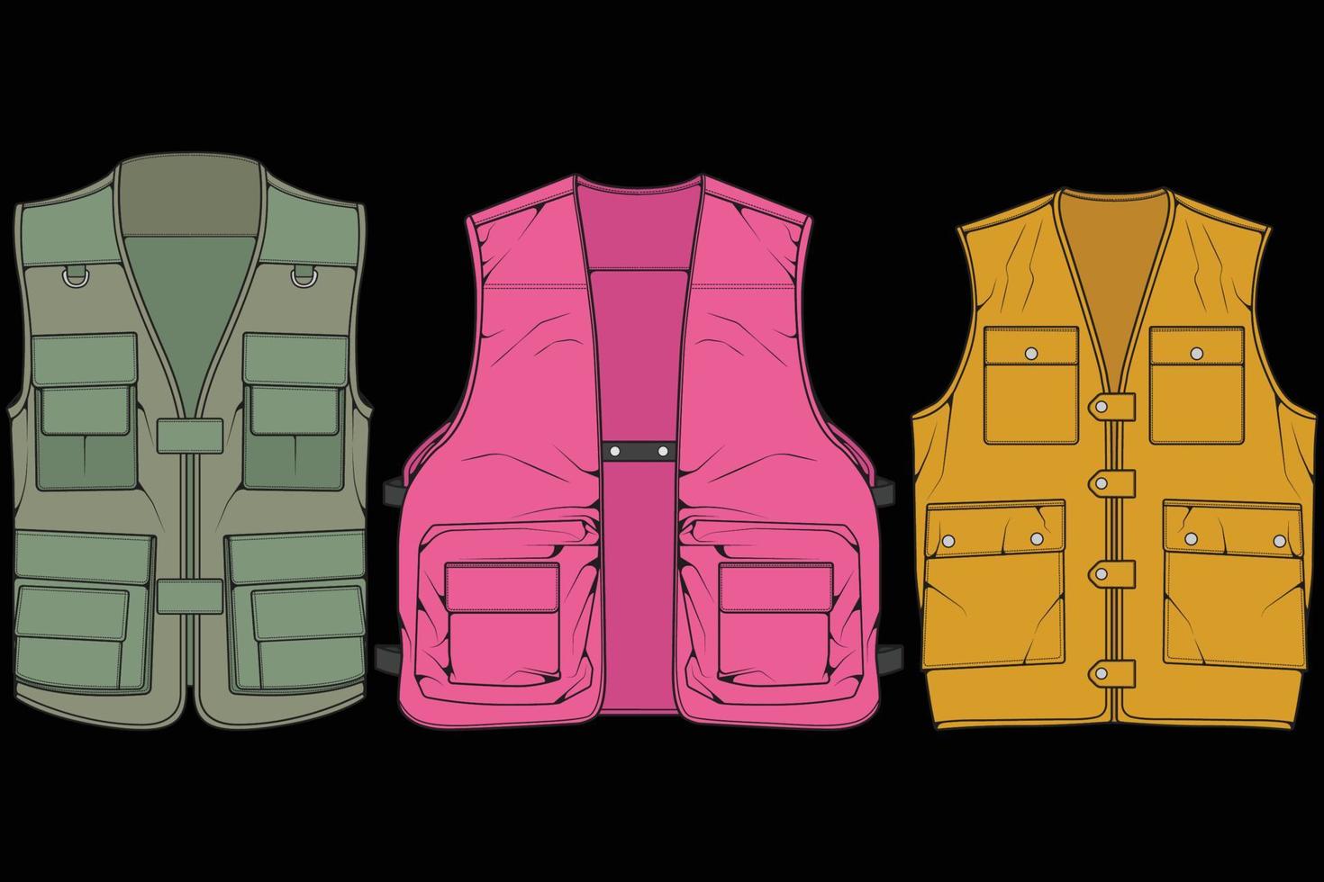 Set of chest vest bag coloring vector, chest vest bag in a sketch style, vector Illustration.