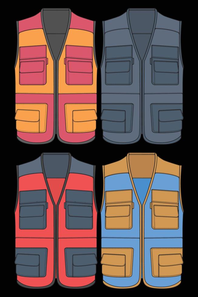 Set of chest vest bag coloring vector, chest vest bag in a sketch style, vector Illustration.