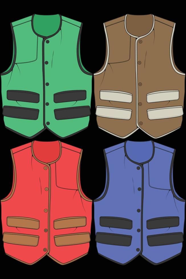 Set of chest vest bag coloring vector, chest vest bag in a sketch style, vector Illustration.