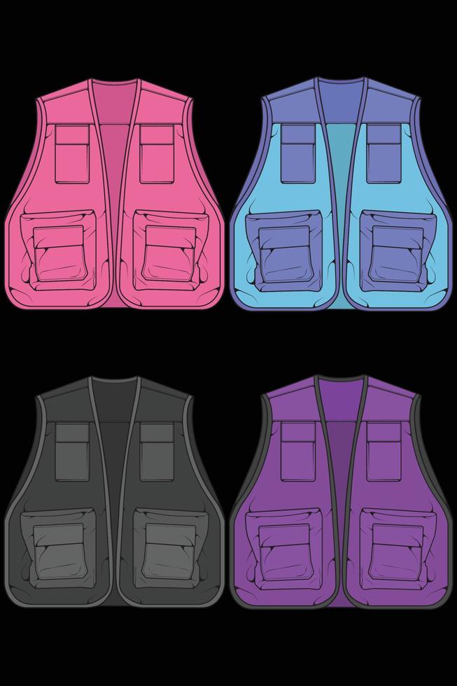 conjunto de vector de coloración de bolsa de chaleco de pecho, bolsa de chaleco de pecho en un estilo de boceto, ilustración vectorial.