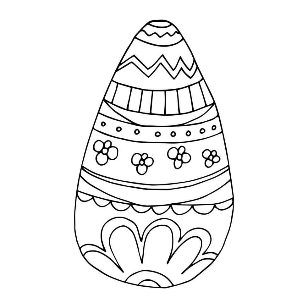 Doodle isolated Easter egg on white background.This vector image can be used in holiday designs,children's coloring books,postcards,textiles,and stickers.