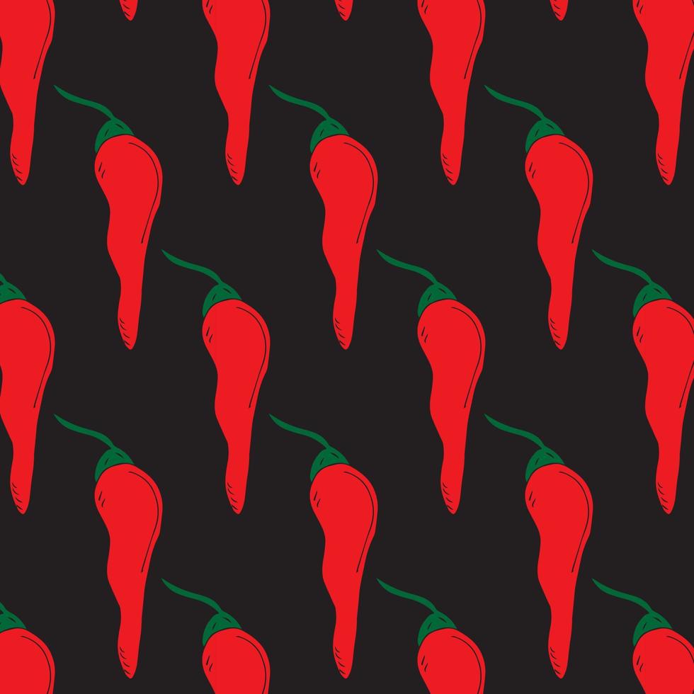 Chili cartoon vector. Chili pattern wallpaper. Chili on dark background. vector