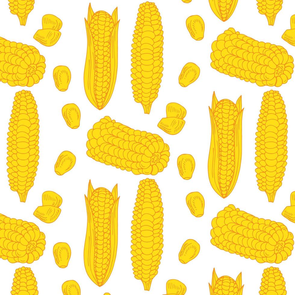 Vector pattern with ripe corn cobs. Beautiful exotic collection for your design in minimal style. Perfect for fabric, textile, wrapping paper and other decoration design.