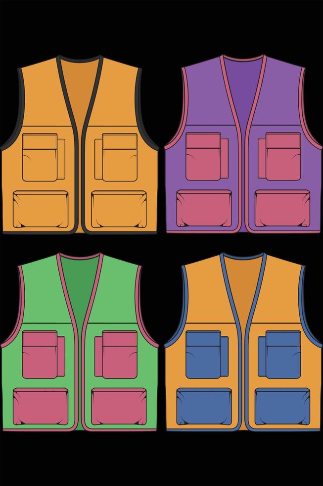 Set of chest vest bag coloring vector, chest vest bag in a sketch style, vector Illustration.