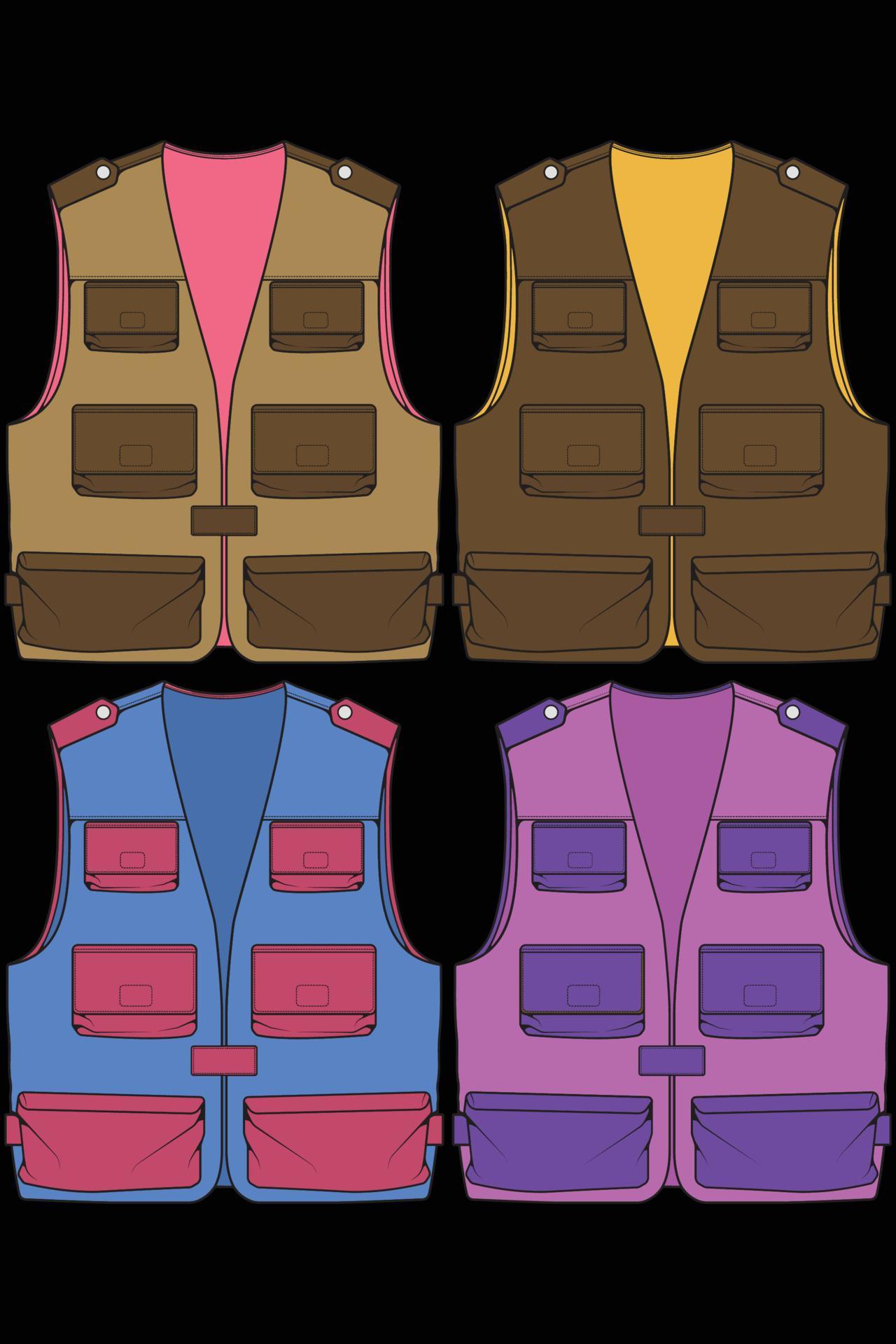 Set of chest vest bag coloring vector, chest vest bag in a sketch style ...