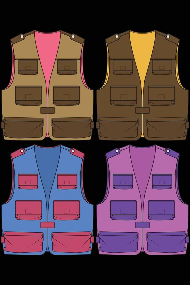 Set of chest vest bag coloring vector, chest vest bag in a sketch style, vector Illustration.