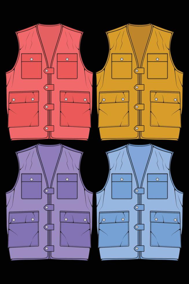 conjunto de vector de coloración de bolsa de chaleco de pecho, bolsa de chaleco de pecho en un estilo de boceto, ilustración vectorial.