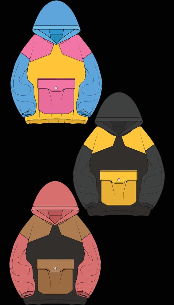 hoodie oversize isolated on the black background. vector
