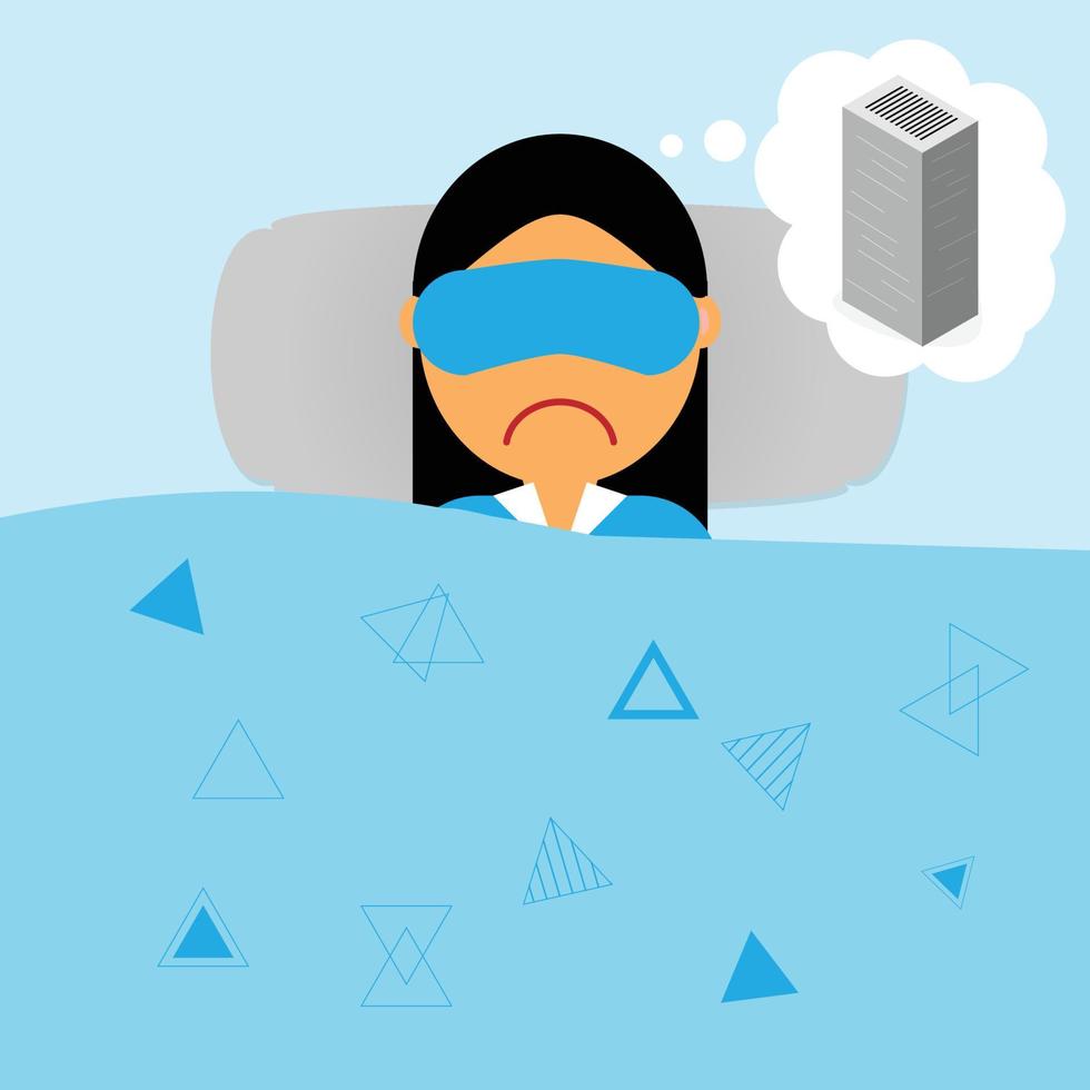insomnia and worry too much about workload and dream about work vector