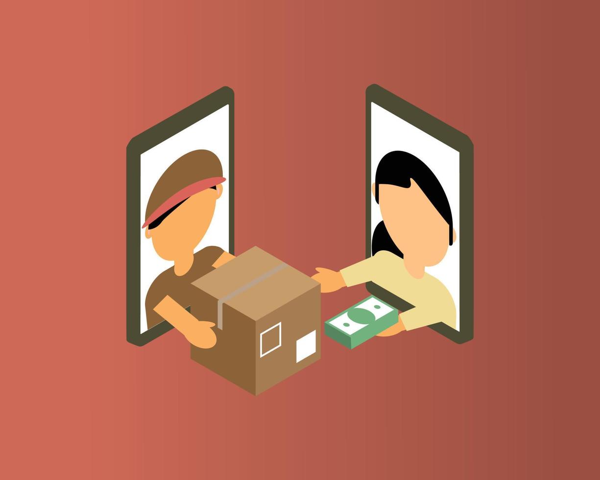 cash on delivery to give cash when customer receive the goods vector