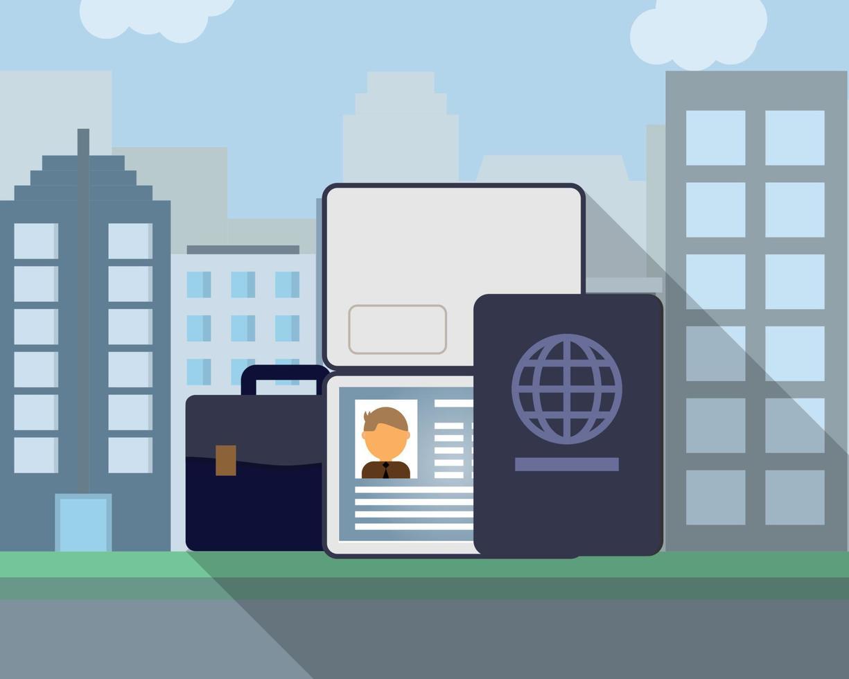 work VISA and work pass for working abroad vector