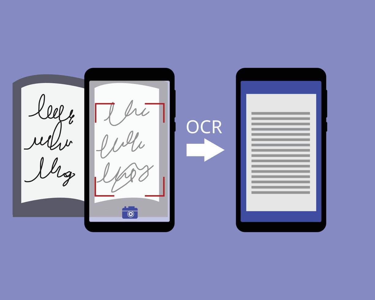 aplicación de reconocimiento óptico de caracteres para convertir texto escrito a mano en vector