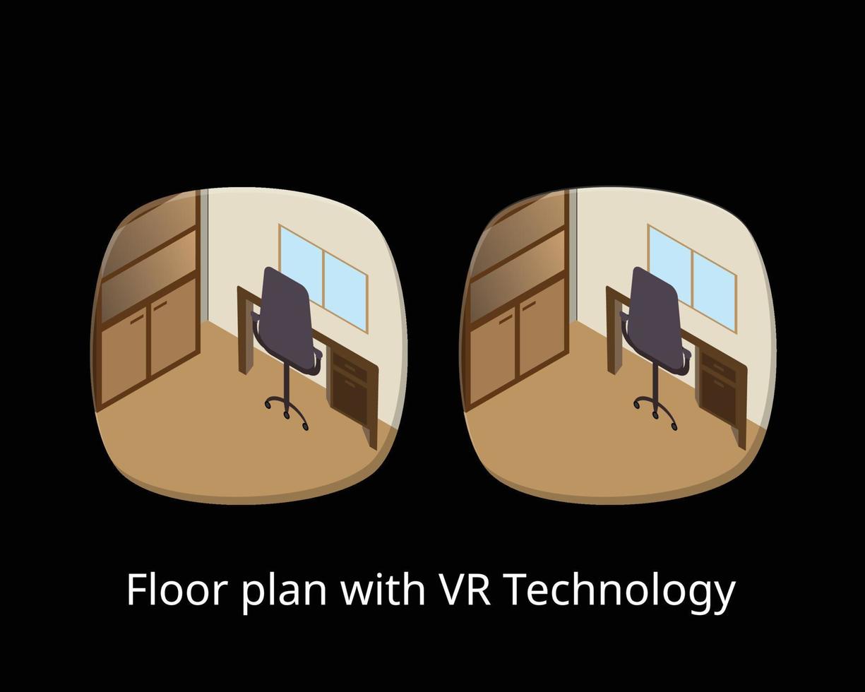 tecnología vr para ver el diseño de la sala 3d virtual o el vector del plano de planta 3d