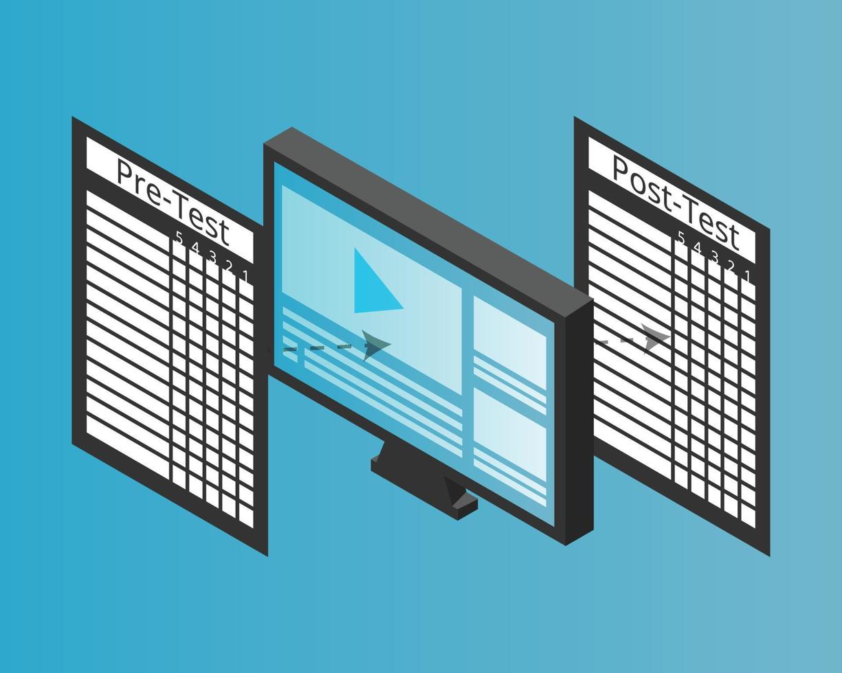 pretest and posttest for training and learning course vector