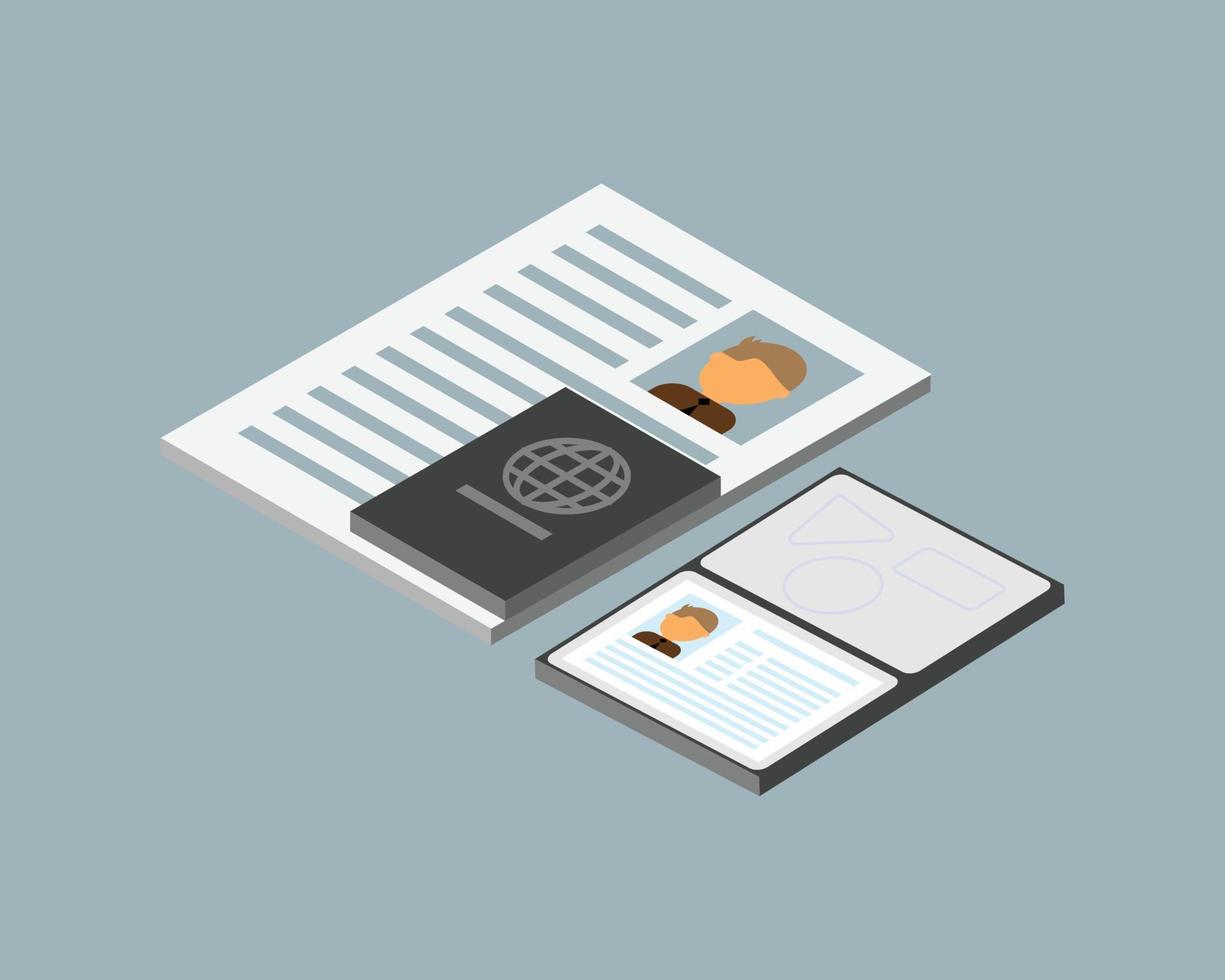 passport and application for visa to fly overseas vector