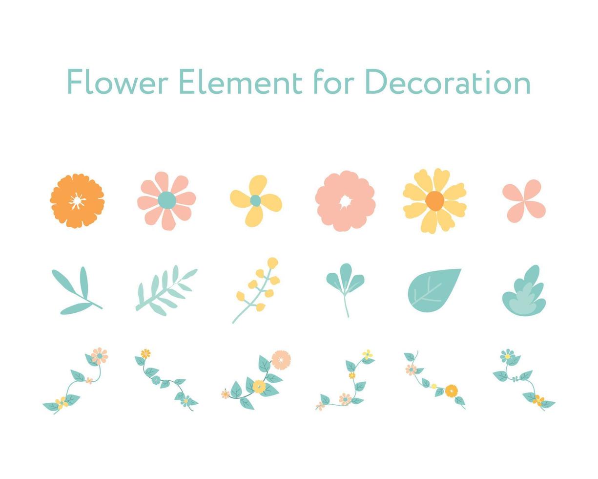 Pastel cute flower element for decoration or printing vector