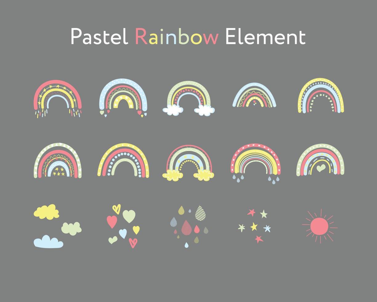 pastel rainbow element for decoration vector