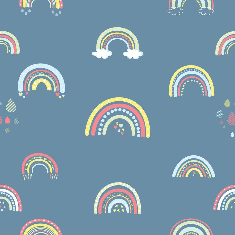 lindo arco iris boho sin costuras para patrón de tela o papel digital vector