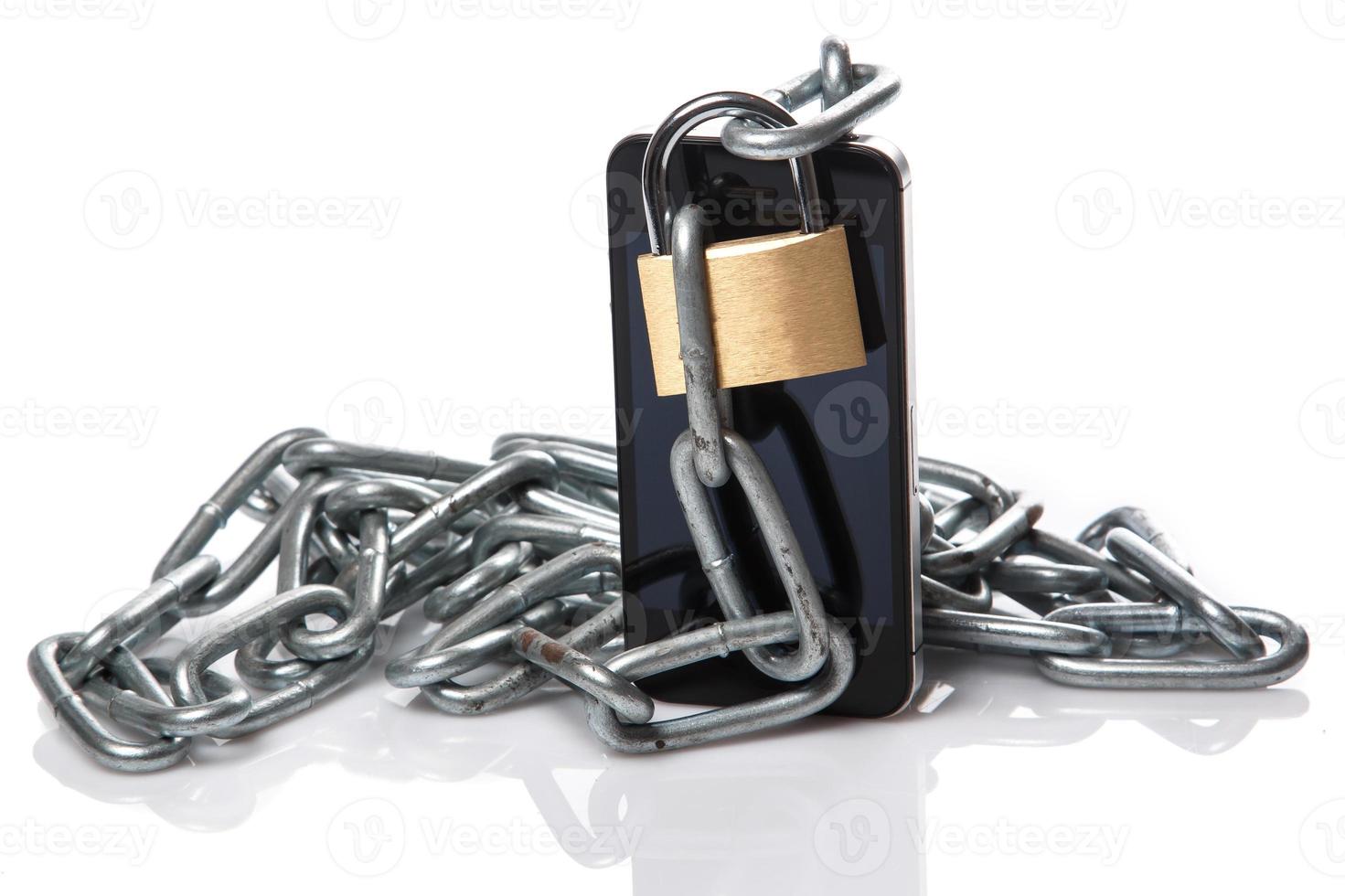 Smartphone, chain and padlock photo